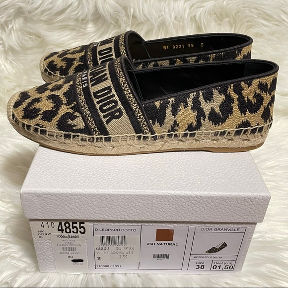 CHRISTIAN DIOR LOGO EMBROIDERED LEOPARD PRINT GRANVILLE ESPADRILLE 38 - Picture 10 of 10
